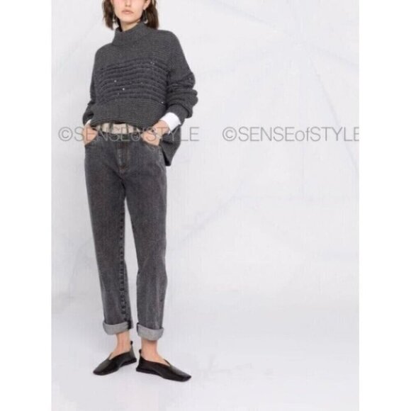 Brunello Cucinelli Sweater top Cashmere blend Pullover Jumper Sequin M - Picture 6 of 8